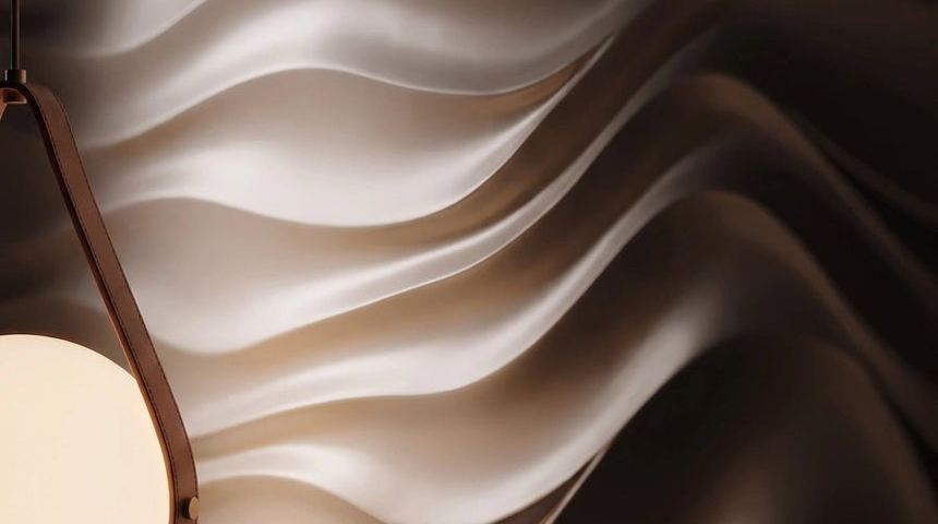 Painted Kandes wall panels in a warm tone with a lamp